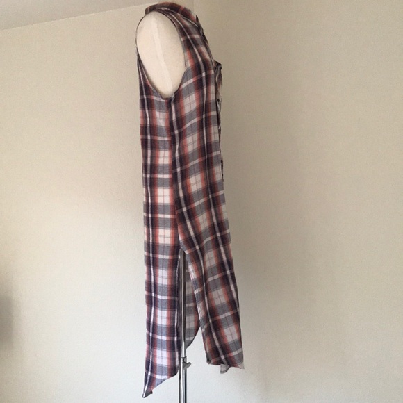 Forever21 Blue/Orange Plaid Button Down Dress - Picture 2 of 4